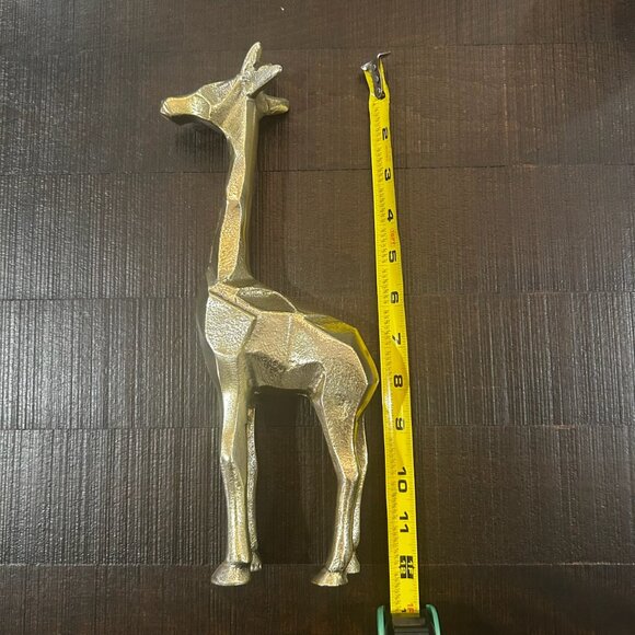 Gold Metal Giraffe Figurine Home Decor Sculpture 12” Tall - Picture 2 of 8
